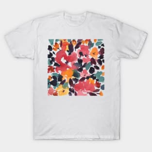 Colorful Abstract Watercolor Flowers 28, Modern Bouquet Illustration T-Shirt